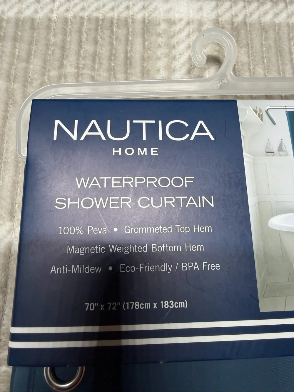 Nautica Solid Deep Teal Blue Shower Curtain